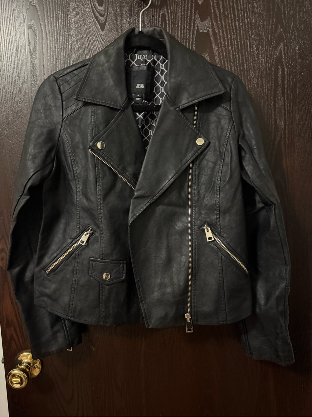 River Island Black Faux Leather Panelled Jacket